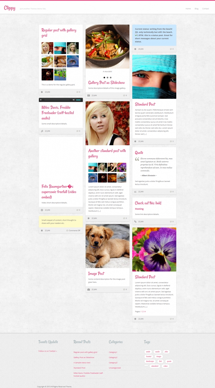 简洁粉色风格的图片类素材网站模板下载