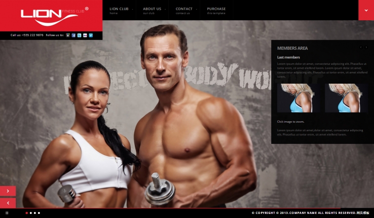 红色炫酷风格的健身俱乐部HTML网站模板