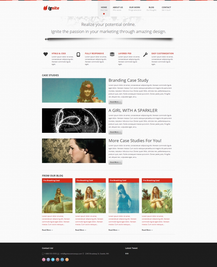 简洁红色风格的营销企业HTML网站模板