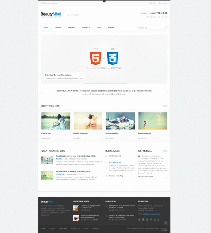 白色简洁风格的高科技产品HTML5网站模板