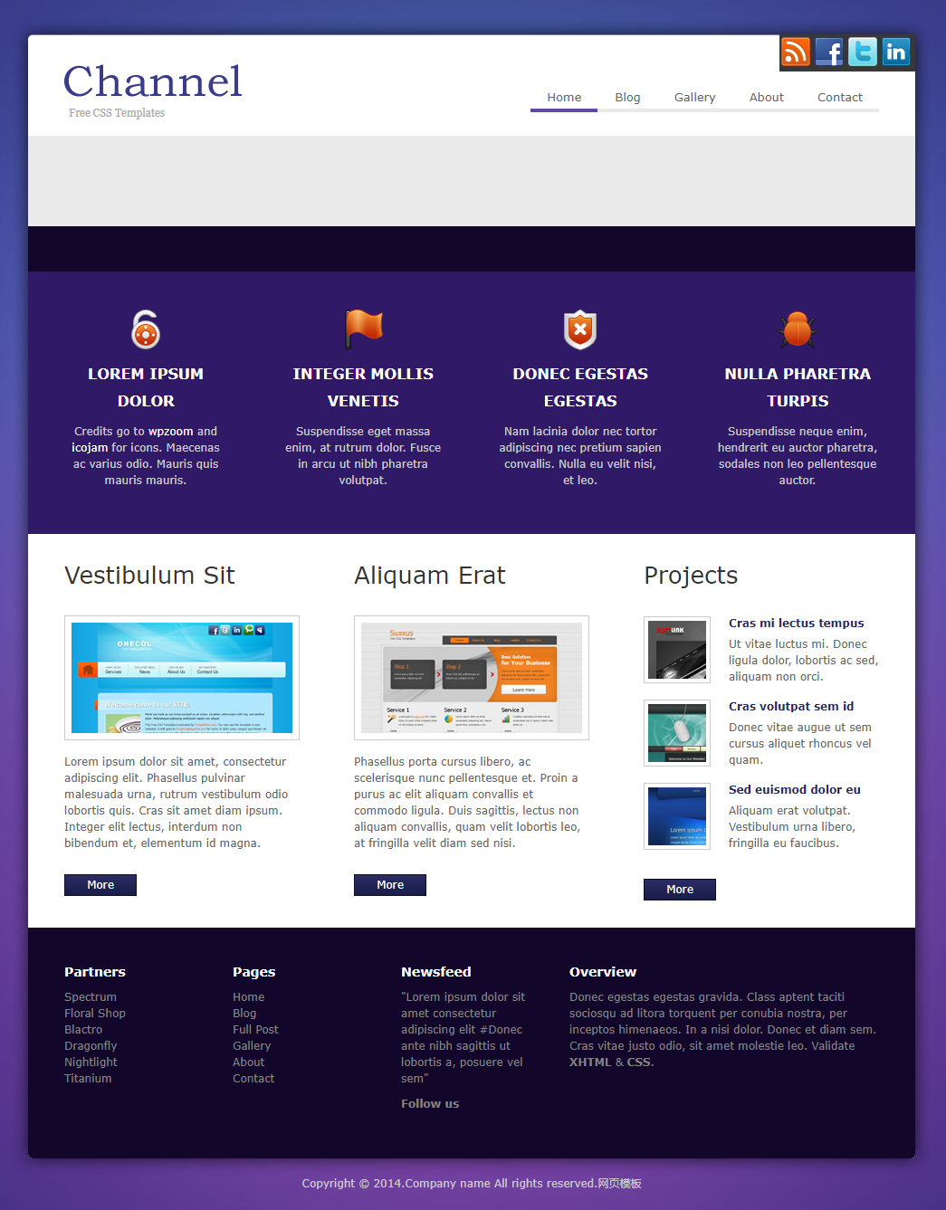 紫色简洁风的企业项目网站模板下载