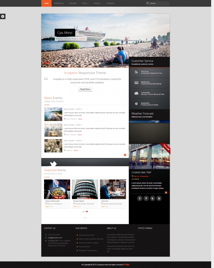 黑色大气风格的商务旅行CSS3企业网站模板
