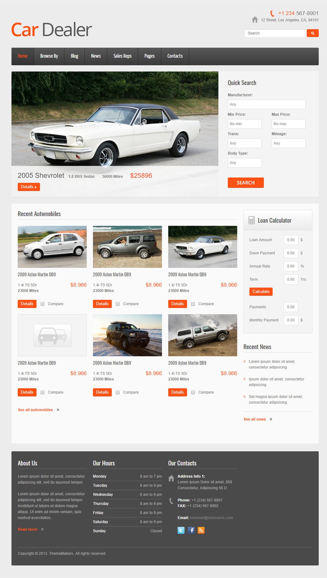 精致简洁风的汽车销售网站模板下载