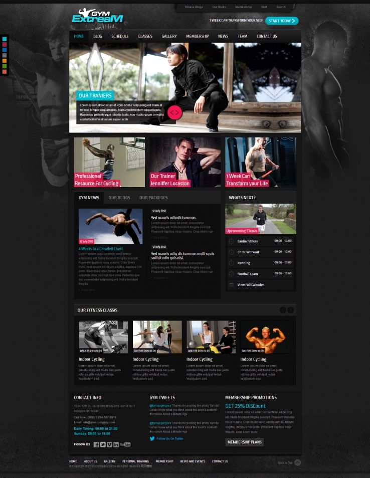 黑色炫酷风格的健身企业网站模板