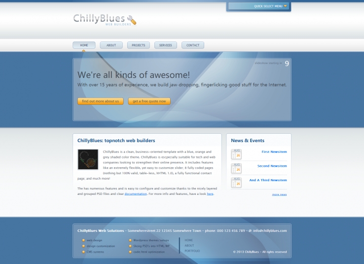 浅蓝色简洁风格的CSS建站模板下载
