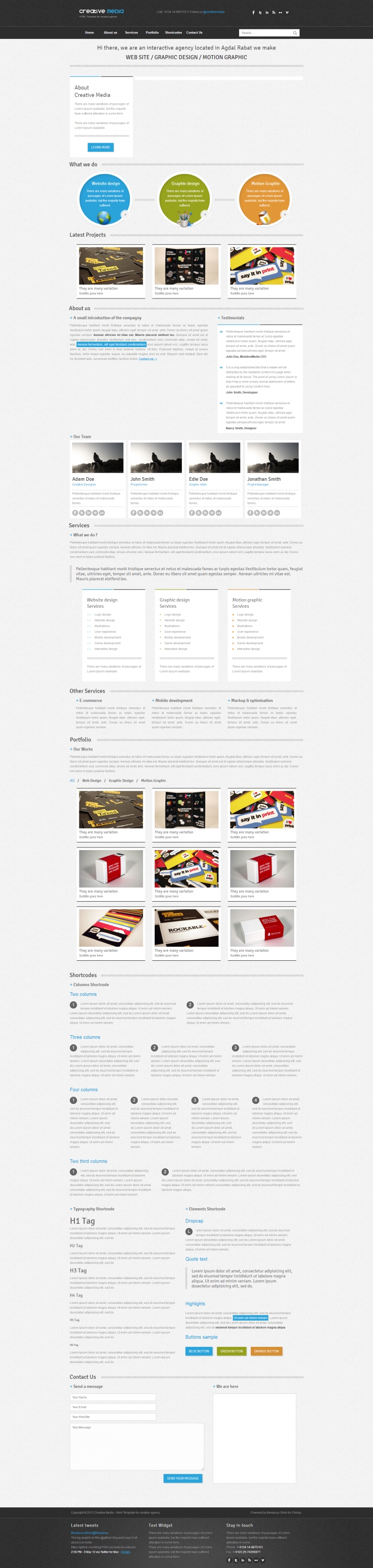 黑色扁平化风格的平面设计网站HTML模板