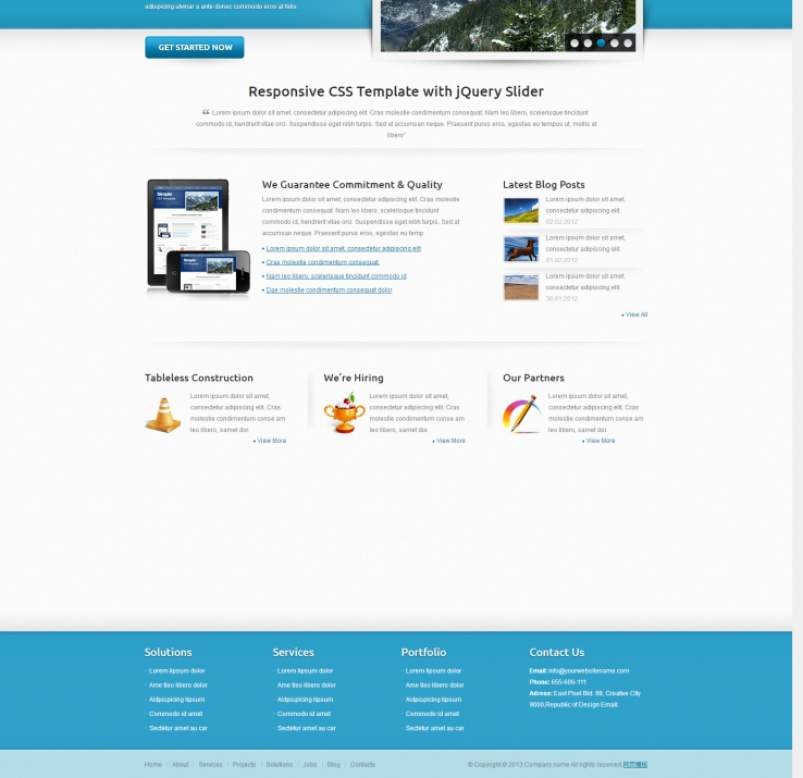 蓝色清新风格的HTML商务网站模板