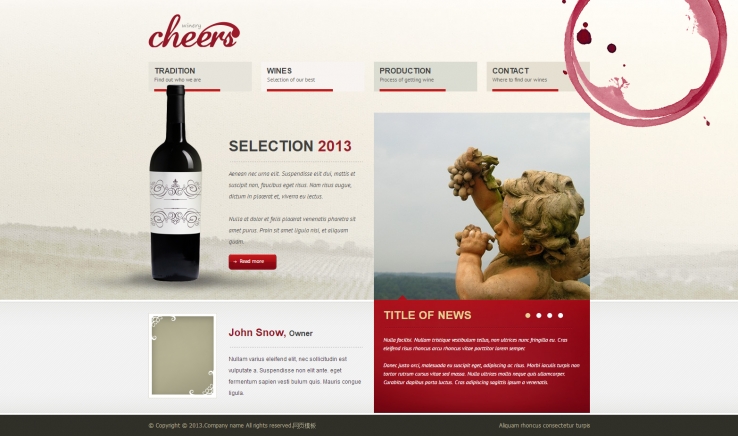 简洁红色风格的葡萄酒网站CSS3模板