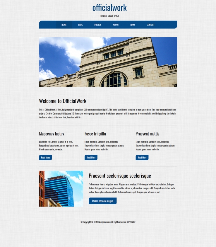 简洁蓝色风格的CSS设计网站模板下载
