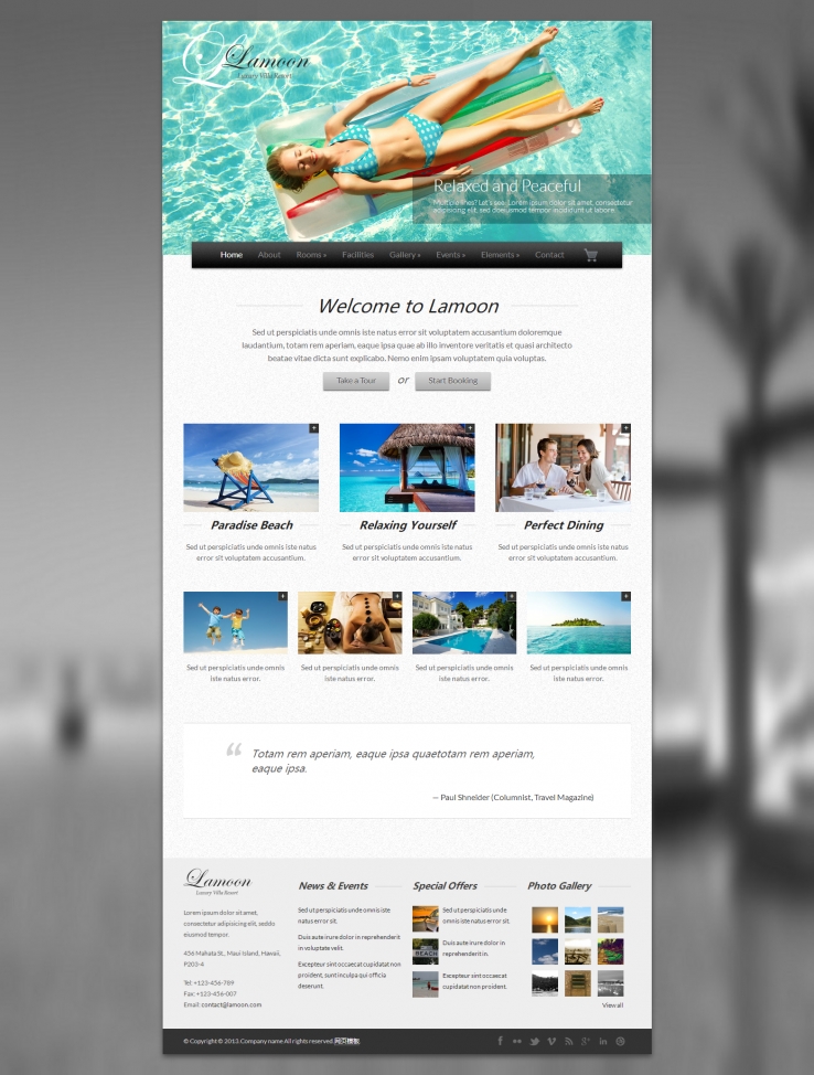 白色简洁风格的海边度假旅游HTML模板