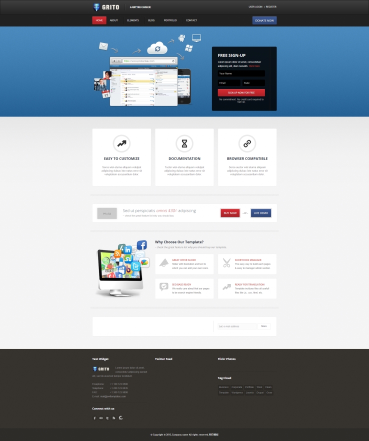 精致简洁效果的创意设计企业网页模板下载