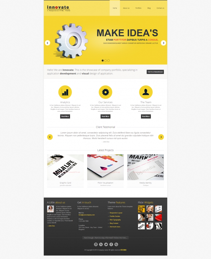黄色视觉设计的电子商务企业网站模板下载