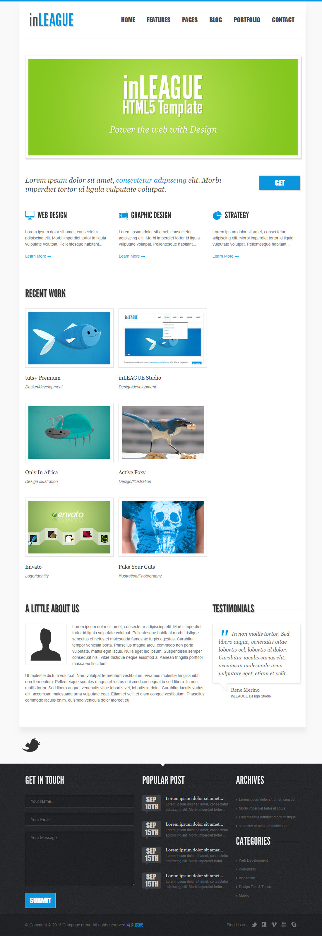 蓝色条纹风的博客网站模板下载