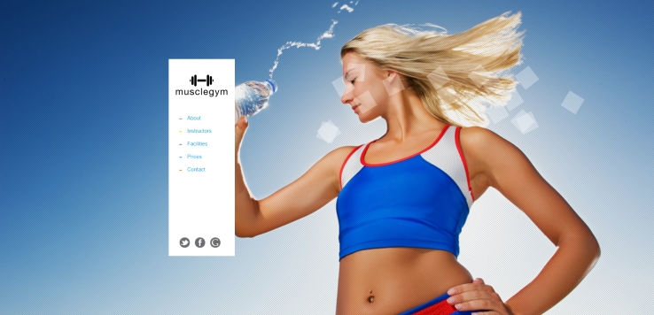 精致蓝色风的健身运动网页模板下载