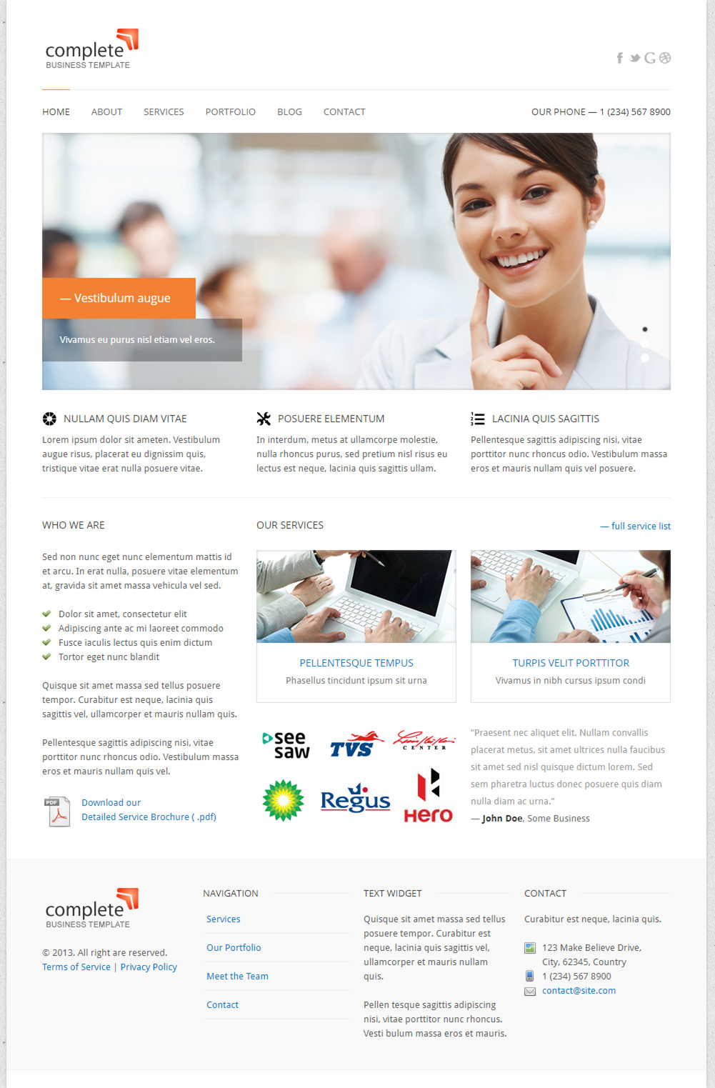 白色简洁清新的商务企业网页模板下载