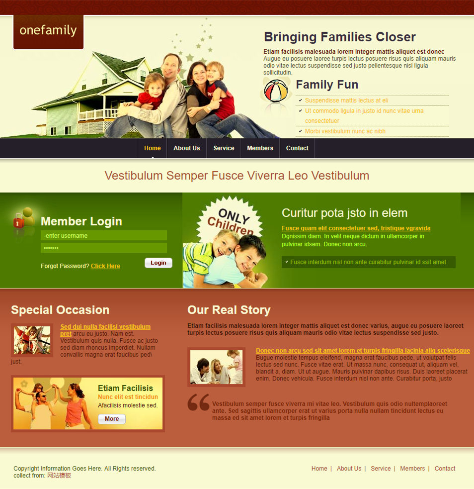 精致漂亮的和谐家庭儿童网站模板下载