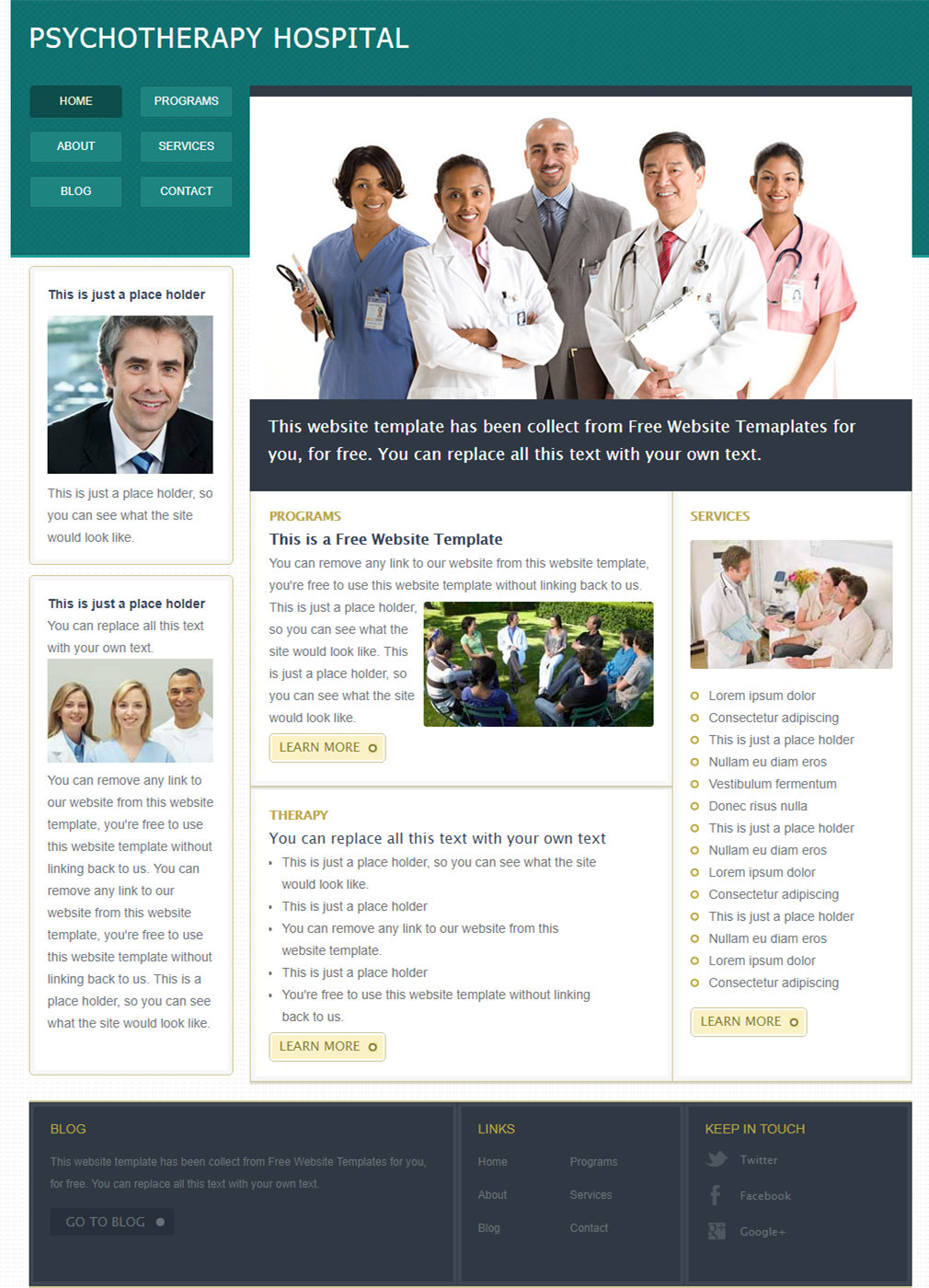 暗绿色风格的医院企业网站模板下载