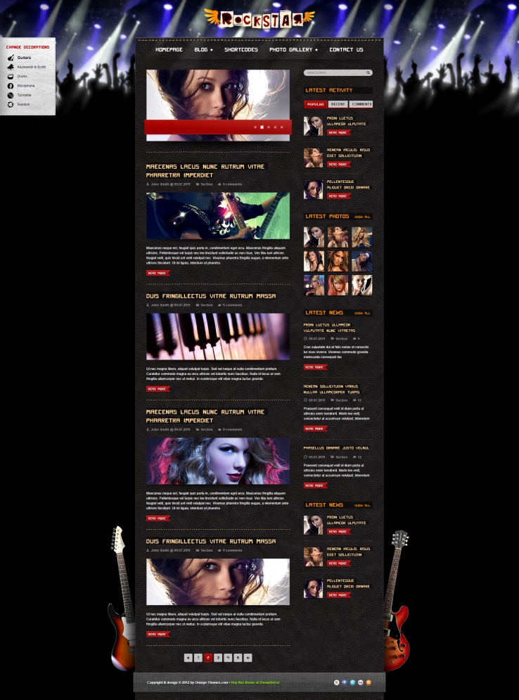 炫酷大气风的音乐乐队网站模板下载