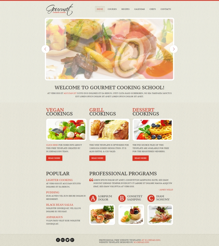 淡绿色简洁风格的美食网站CSS模板
