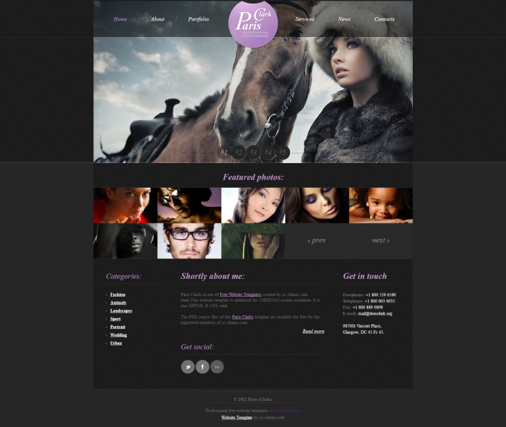 紫色创意风格的摄影爱好者CSS网站模板