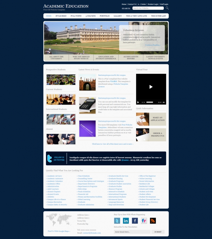蓝色简洁风格的学校教育网站模板下载