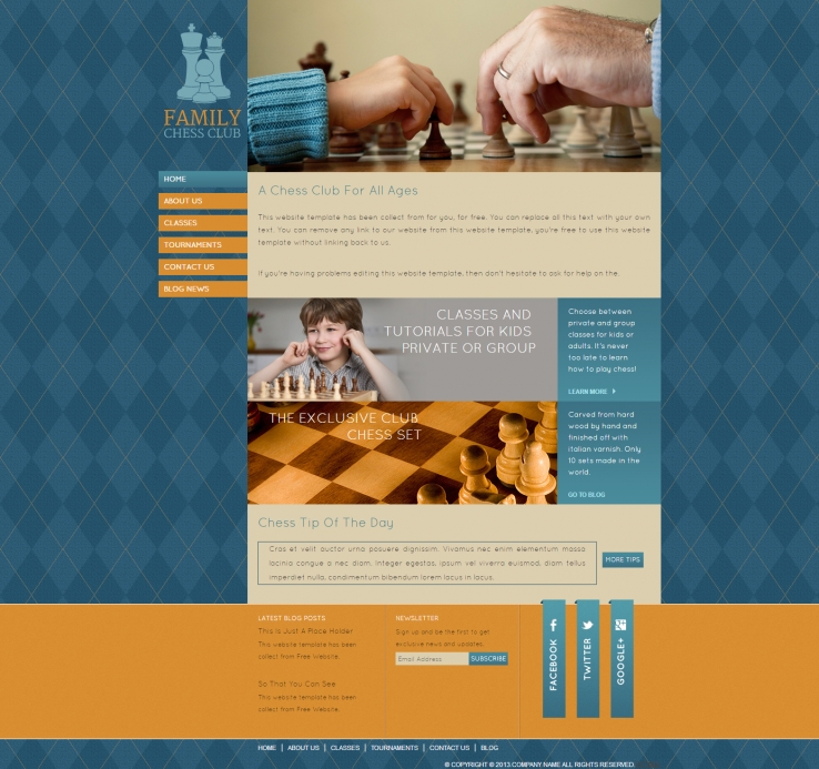 蓝色创意风格的家庭俱乐部网页模板下载