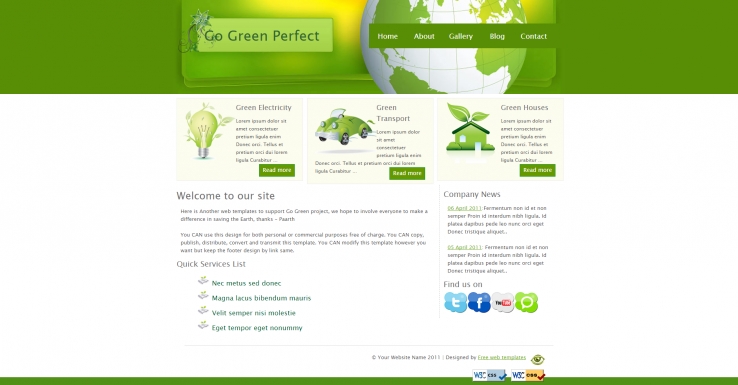 绿色简洁清新的家园环保网页模板下载