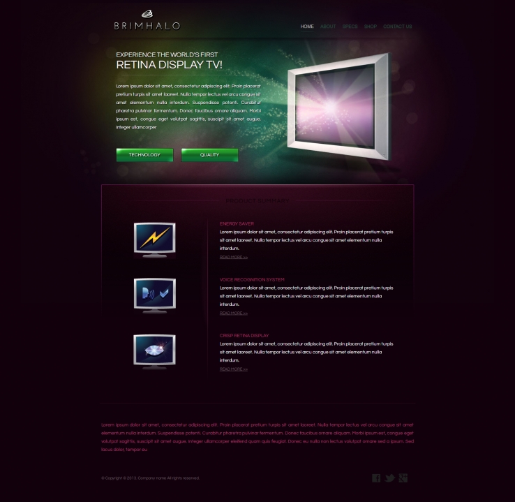 紫色炫酷风格的软件产品企业网站模板