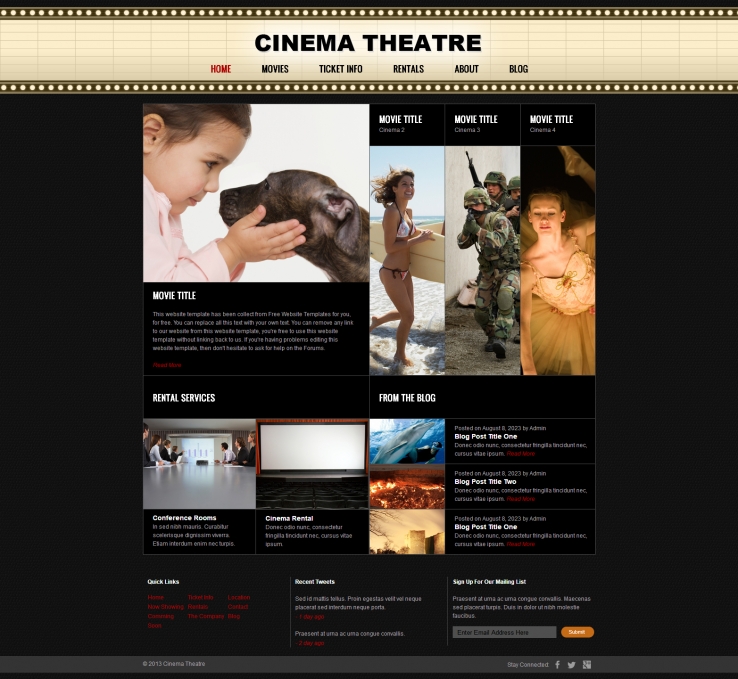 黑色个性风格的电影网站CSS模板