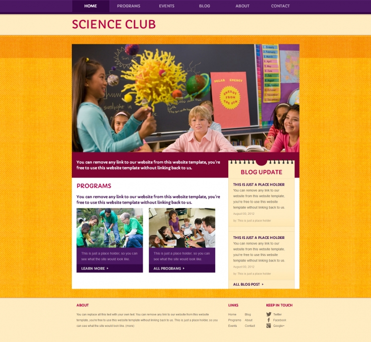 紫色扁平化风格的学校科学教育html模板