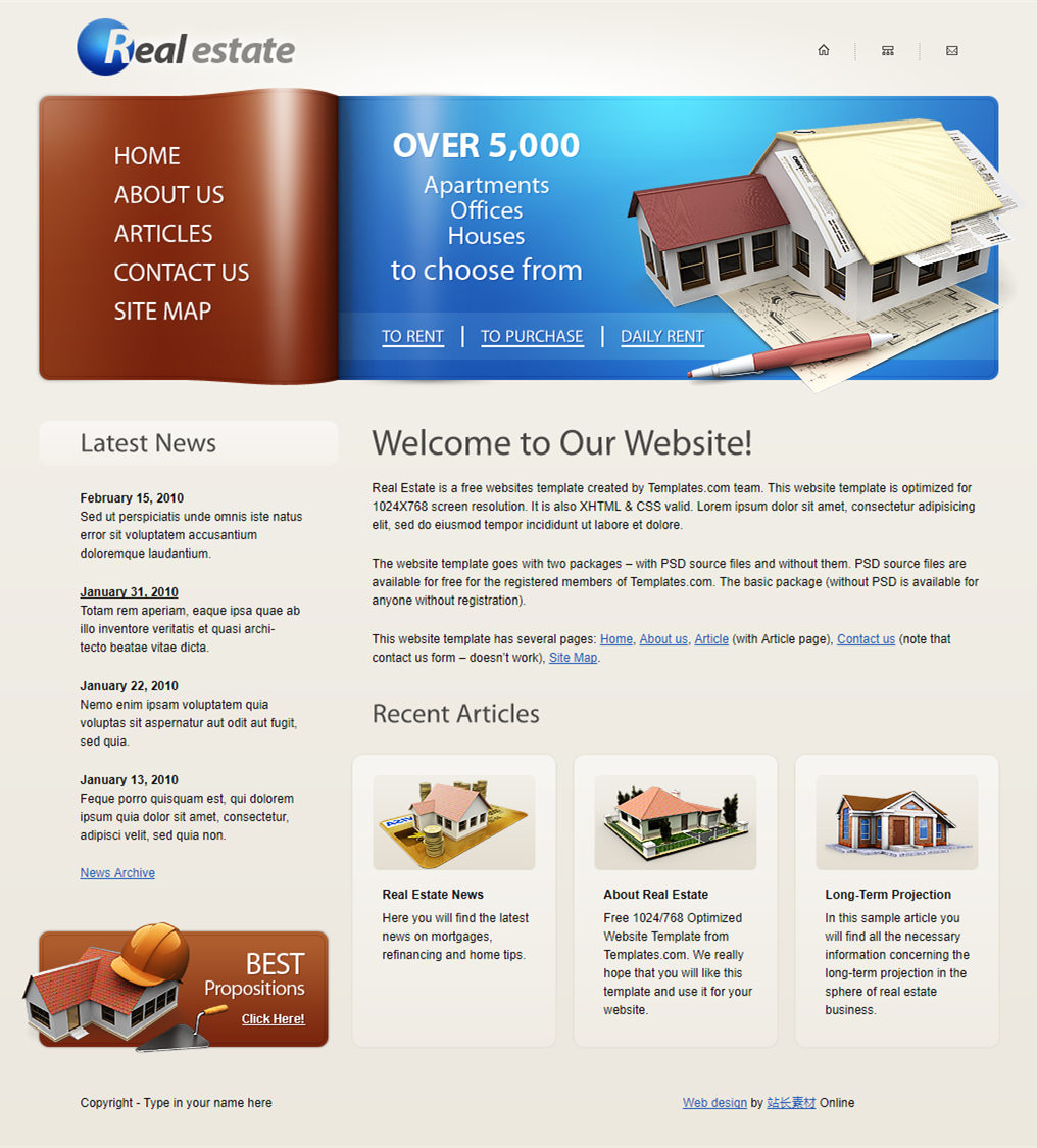 创意精致风格的房地产企业网站模板下载
