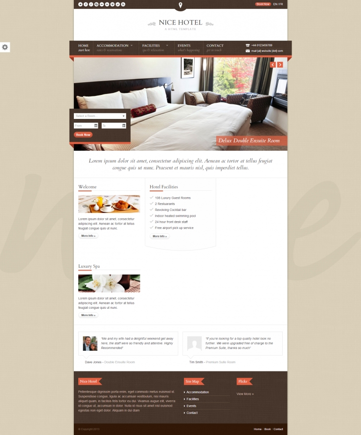橙色大气风格的网上酒店预订html模板