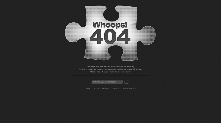 黑色大气风格的404Error返回页面模板