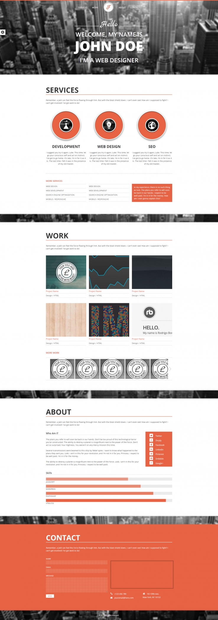 橙色大气风格的设计网页HTML5模板