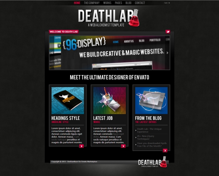 黑色炫酷风格的死亡实验室CSS网页模板