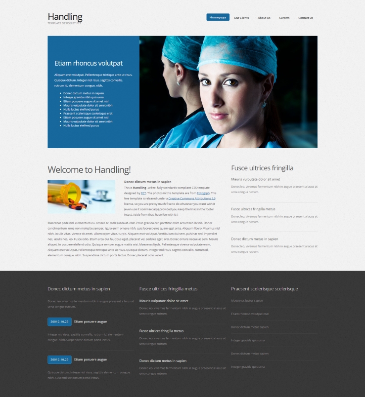 蓝色简洁风格的医学医药类网站模板下载