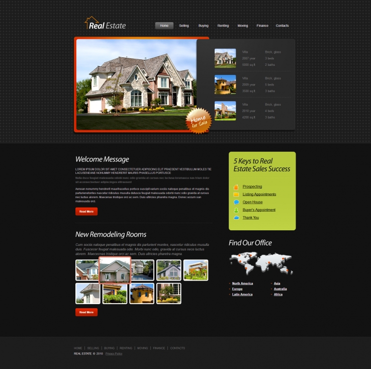黑色大气风格的房屋出售企业网站模板