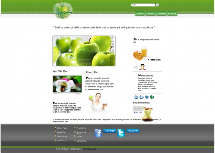 绿色精致清爽的水果农业网页模板下载