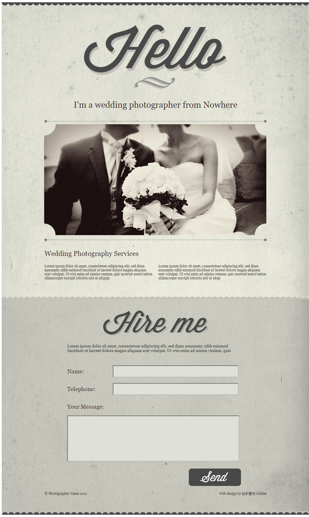 精致简洁风的甜蜜婚纱摄影网站网页模板下载