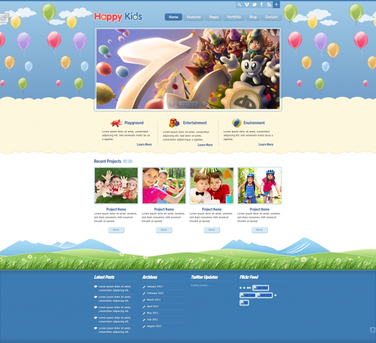 精致简洁风的儿童乐园网站模板下载