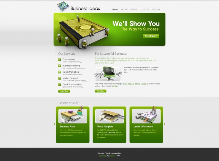 简洁绿色精致的商业科技网站网页模板下载