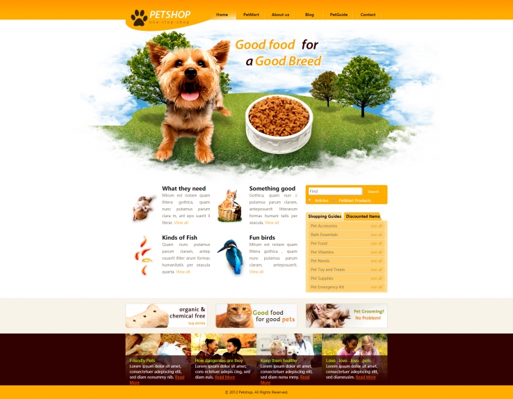 精致简洁风的宠物店网站模板下载