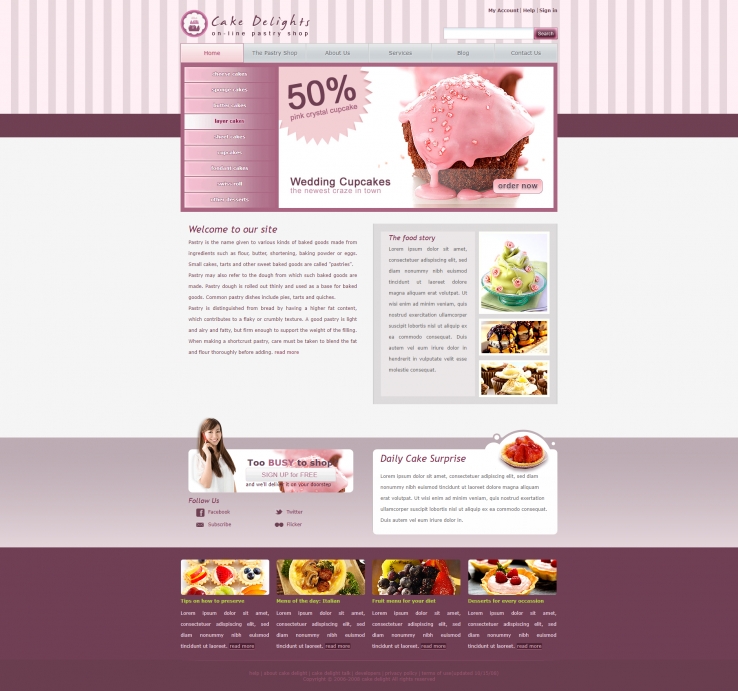 精致简洁风格的美味蛋糕网站网页模板下载