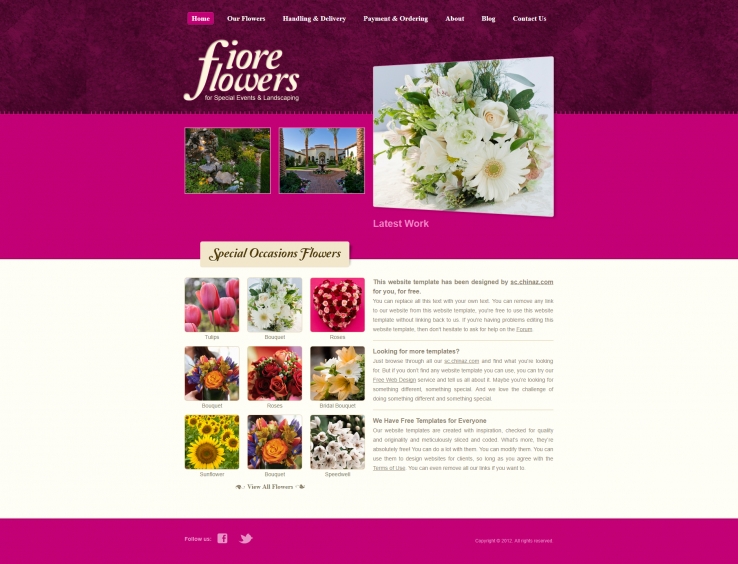 精致绚丽风的花店网站网页模板下载