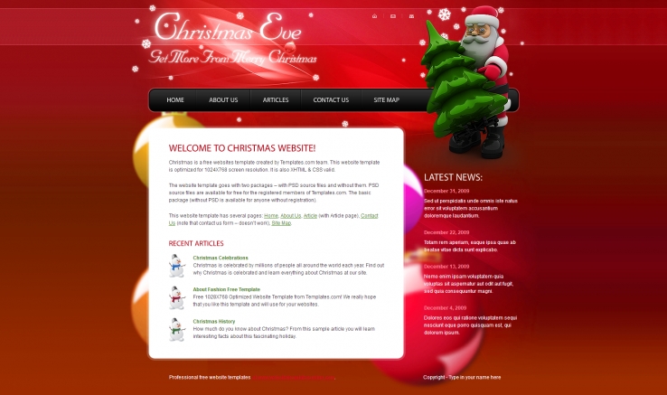 红色扁平化风格的圣诞节主题模板下载