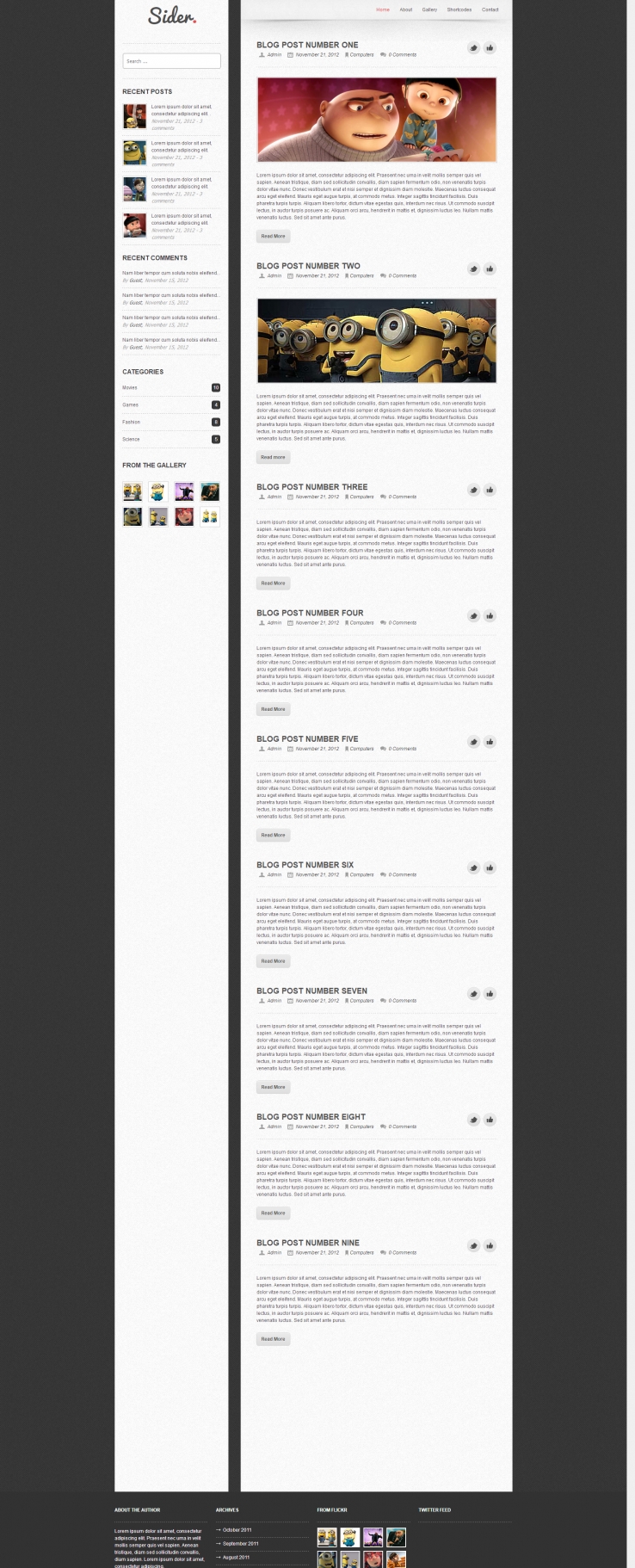 白色双屏风格的个人博客网站模板下载