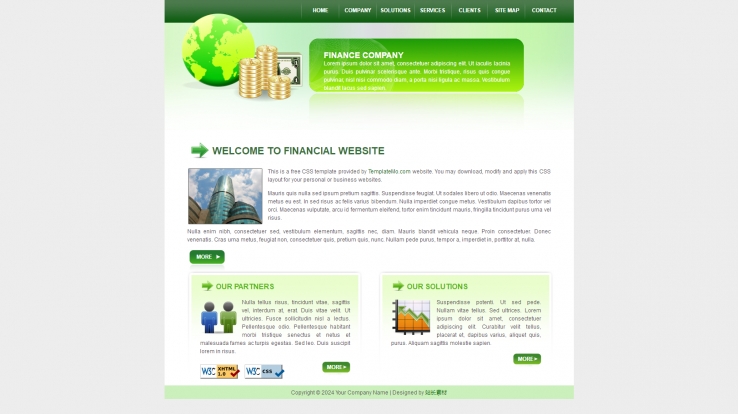 绿色简洁风格的金融网站CSS模板下载