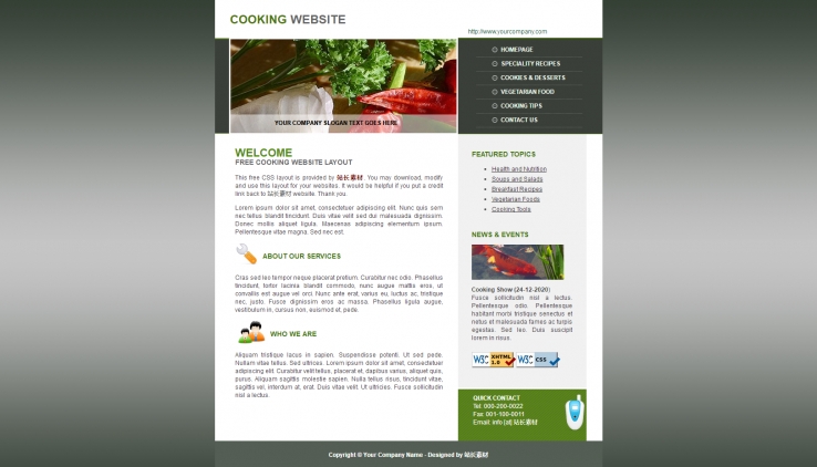 简洁白色风格的烹饪网站CSS模板下载