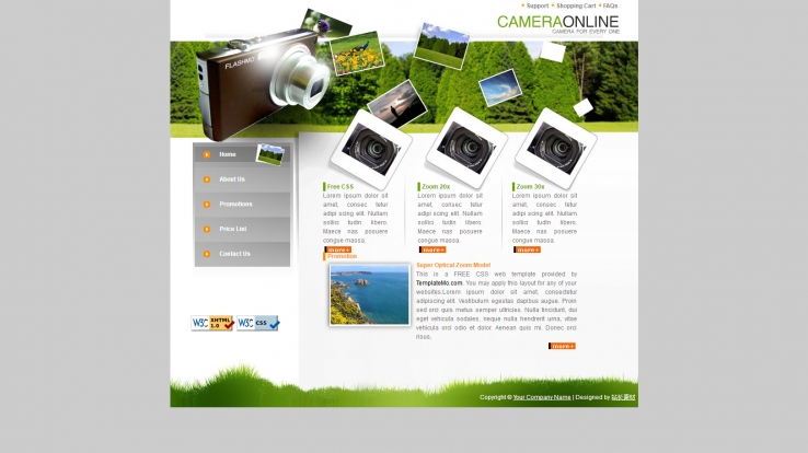 绿色清新风格的商业相机网页CSS模板下载