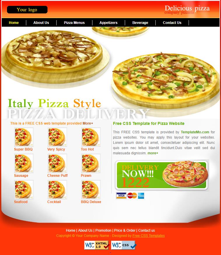 精致大气风的披萨公司网页模板下载